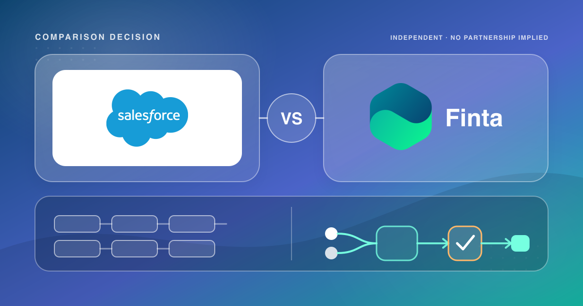 Salesforce and Finta compared across enterprise CRM breadth and a focused relationship-to-action workflow.