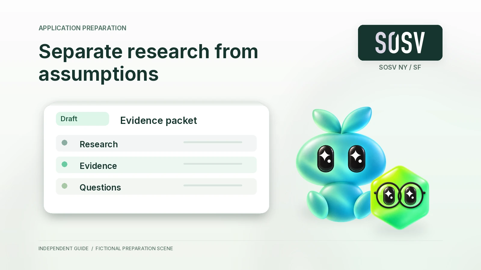 Aurora and Atlas organize a fictional evidence packet showing Research, Evidence and Questions.