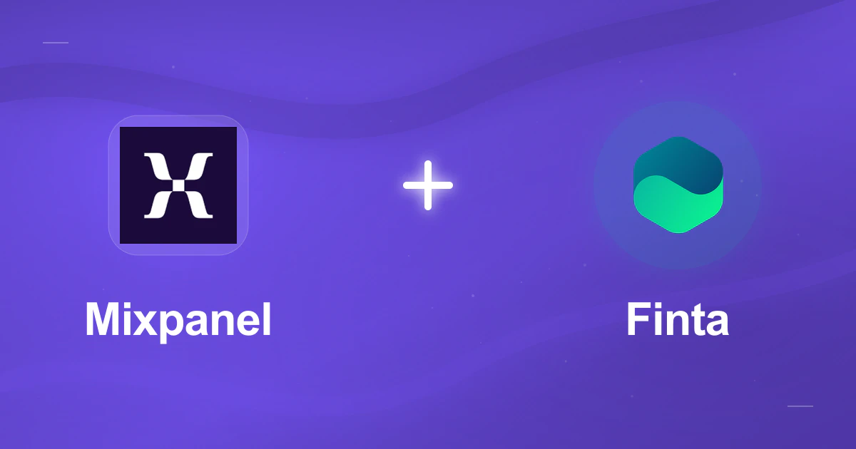 The Mixpanel mark connected to the Finta mark in a co-branded gradient illustration.